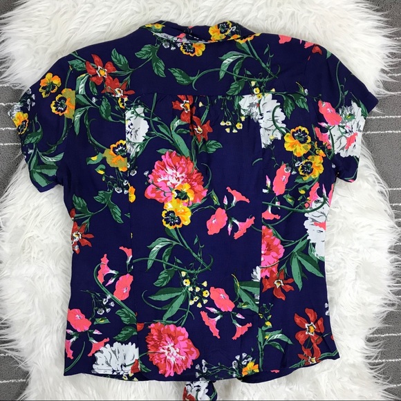 Anthropologie Maeve Bateau Floral front tie top - Picture 6 of 6